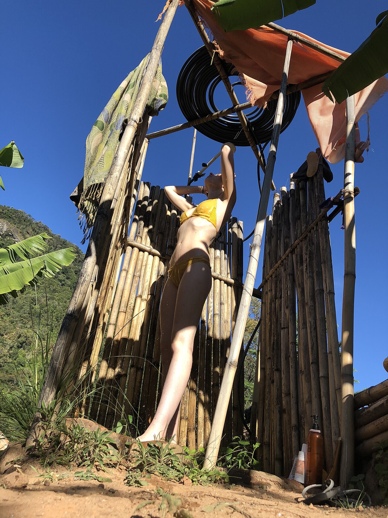 An outdoor shower